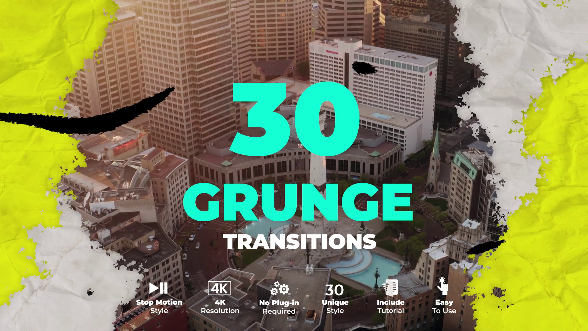 Videohive 30 Grunge Transitions – Free After Effects Template Downloads